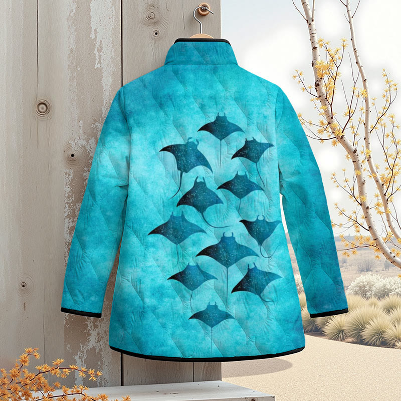 Vintage Manta Ray Art Print Outerwear Jackets - image 2