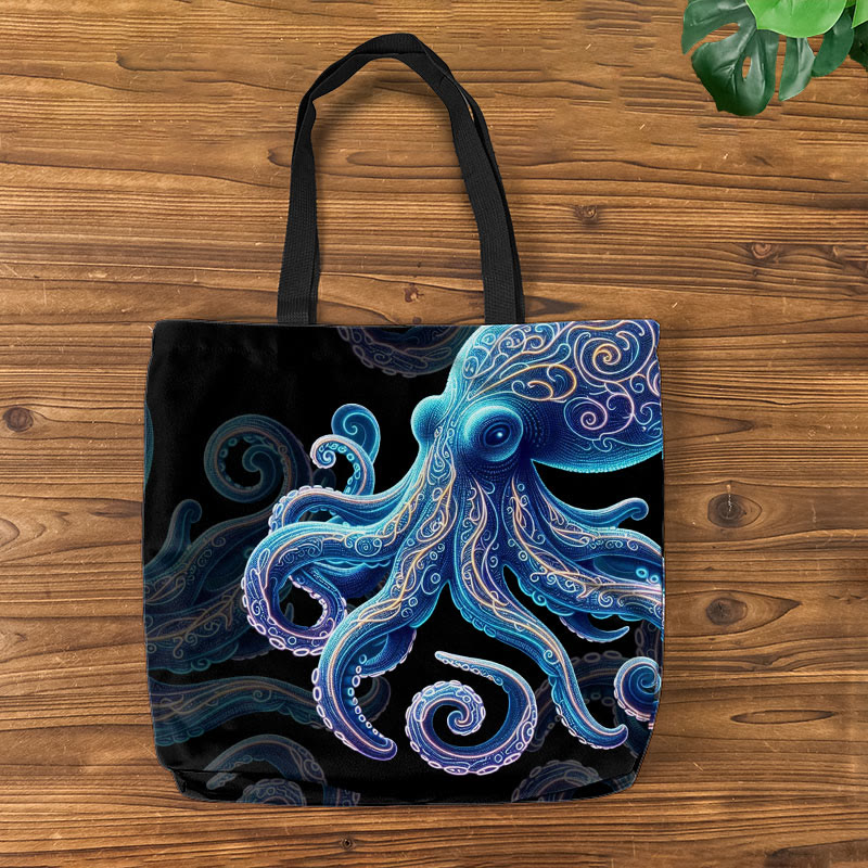 Vintage Wise Ocean Octopus Art Print Bag - Black - one size - image 6