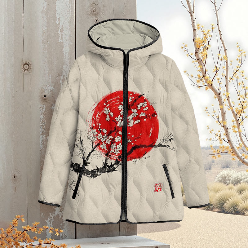Sunrise Plum Blossom Japanese Art Print Zipper Jackets - image 2