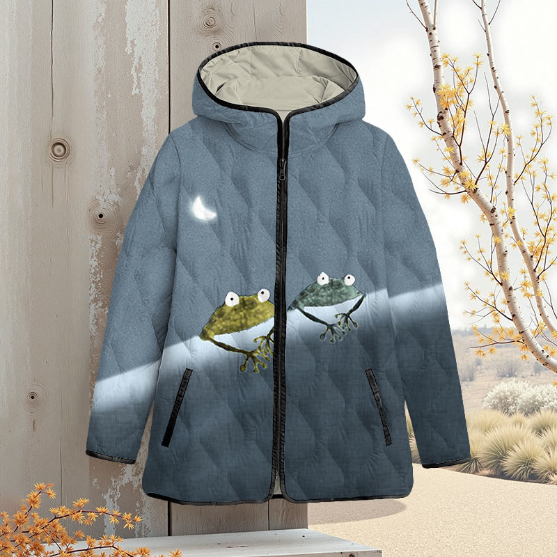 Simple Frog Color Block Art Print Zipper Jackets - Blue - 4XL - image 3