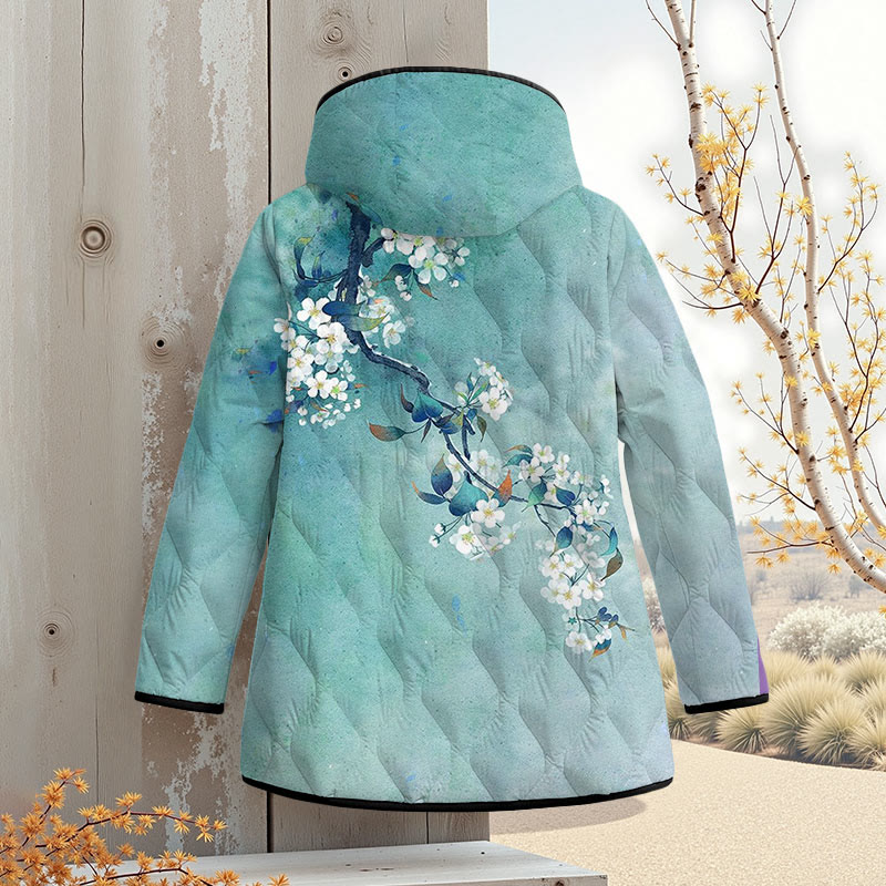 Japanese Antique Pear Blossom Ink Painting Art Print Zipper Jackets - image 2