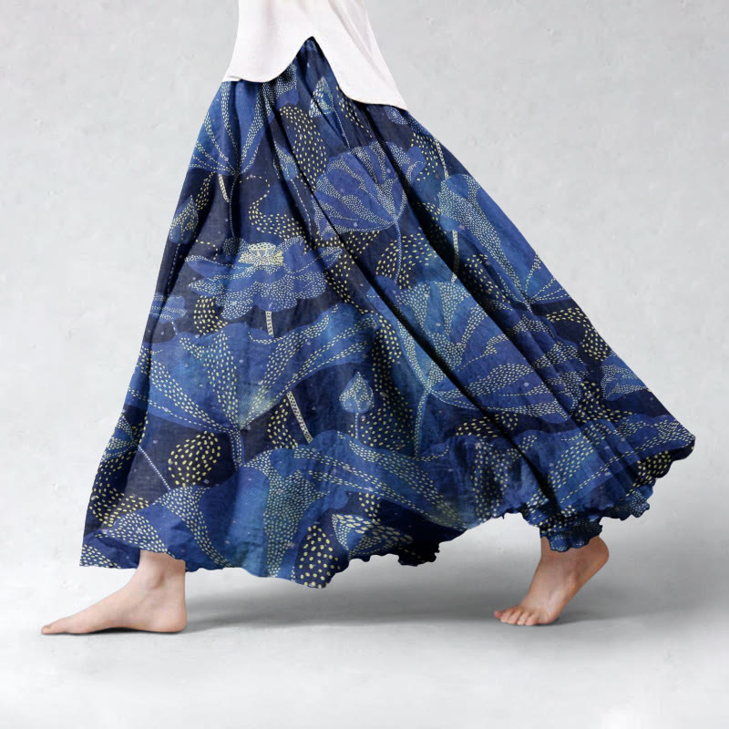 Ocean Sardine Art  Print Skirt - Dark Blue - 5XL - image 1