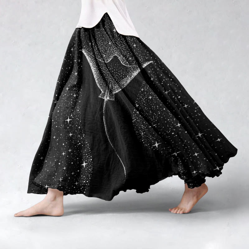 Starry Spotted Eagle Rays Skirt - Black - 5XL - image 2