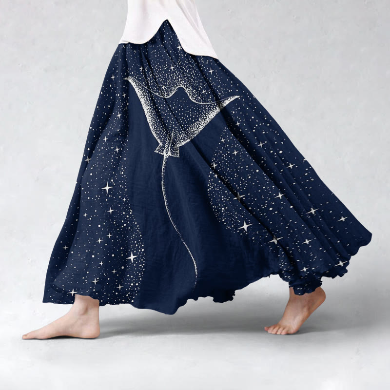 Starry Spotted Eagle Rays Skirt - Navy Blue - 5XL - image 1