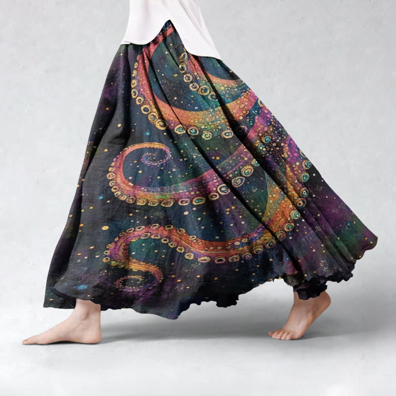 Octopus Design Art Print Skirt - Multicolor - 5XL - image 1