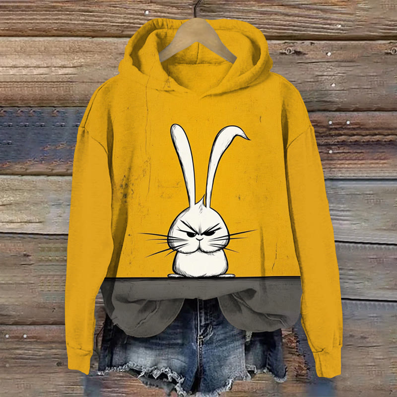 Women's Rogue Rabbit Color Block Print Long-Sleeve Hoodie - Yellow - US44-46(8XL) - image 1