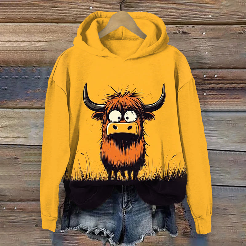 Women's Animal Print Long Sleeve Hoodie - Yellow - US44-46(8XL) - image 1