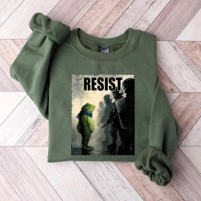 Women's Frog Letter Print Long-Sleeve Sweatshirt - Green - 5XL - image 1