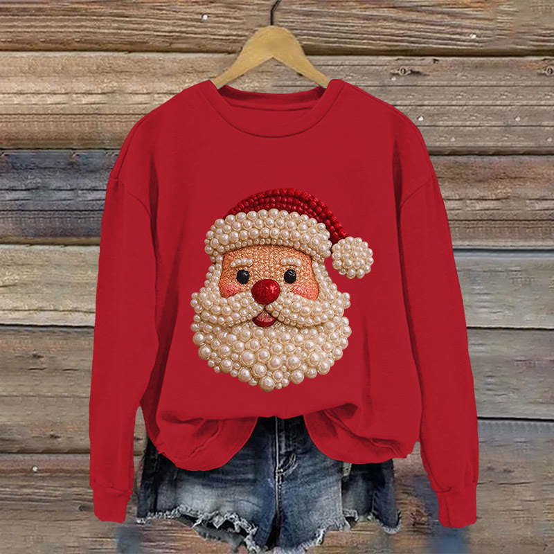 Santa Claus Jewelry Print Long Sleeved Sweatshirt - Red - US16-18(2XL) - image 2