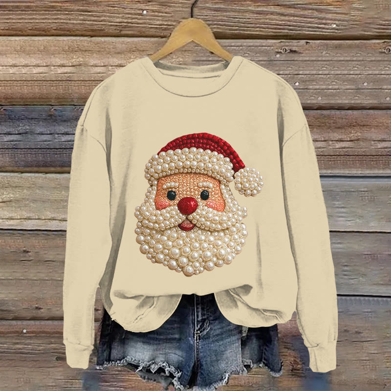 Santa Claus Jewelry Print Long Sleeved Sweatshirt - Apricot - US16-18(2XL) - image 1