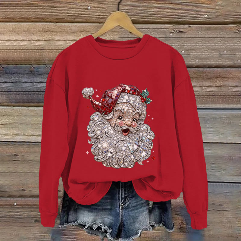 Santa Claus Jewelry Print Long Sleeved Sweatshirt - Red - US16-18(2XL) - image 1