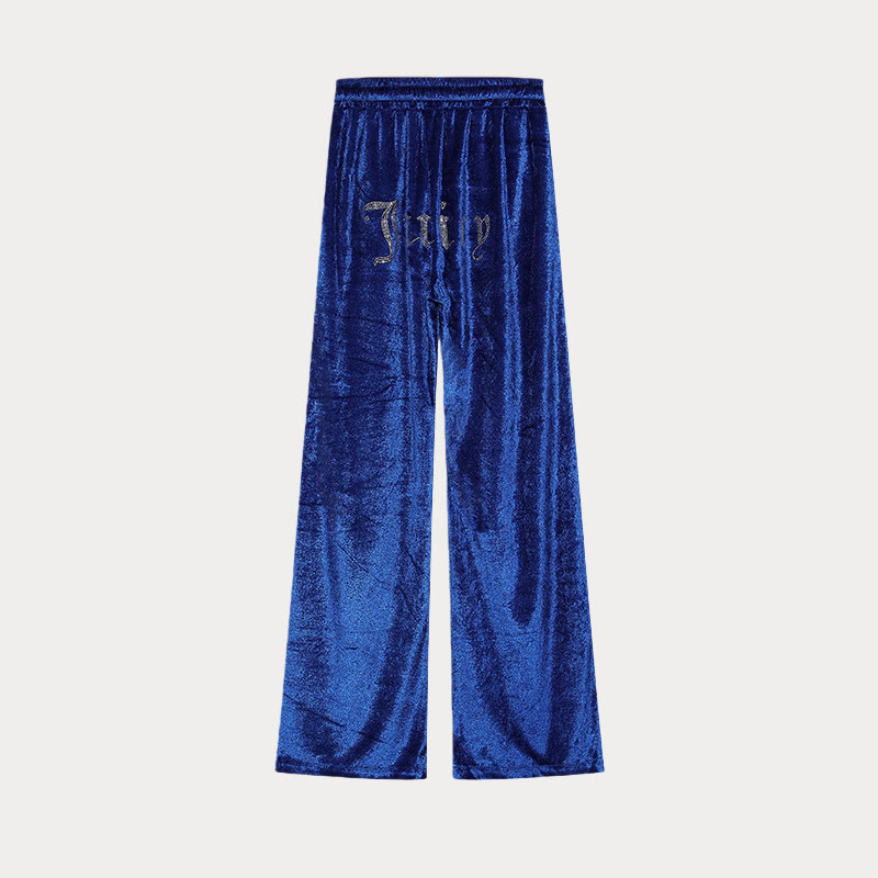 Solid Color Rhinestone Velvet Sporty Casual Two-Piece Set - image 3