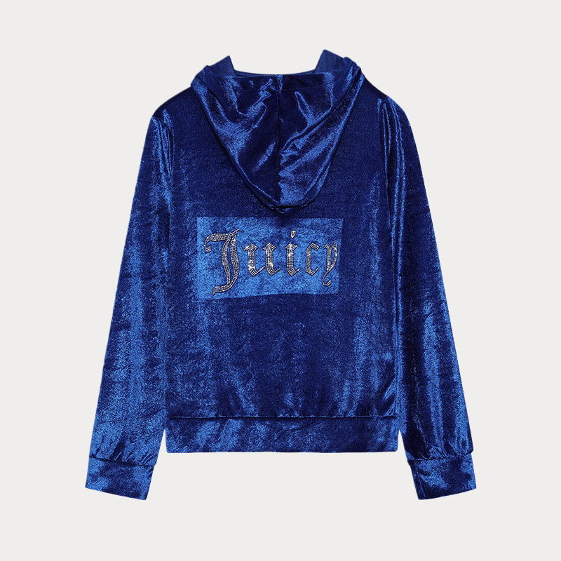 Solid Color Rhinestone Velvet Sporty Casual Two-Piece Set - image 2