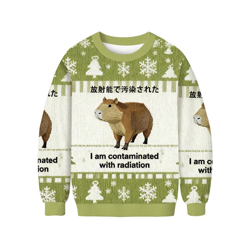 Contaminated With Radiation Animal Long Sleeved Sweater - Green - 5XL - image 1