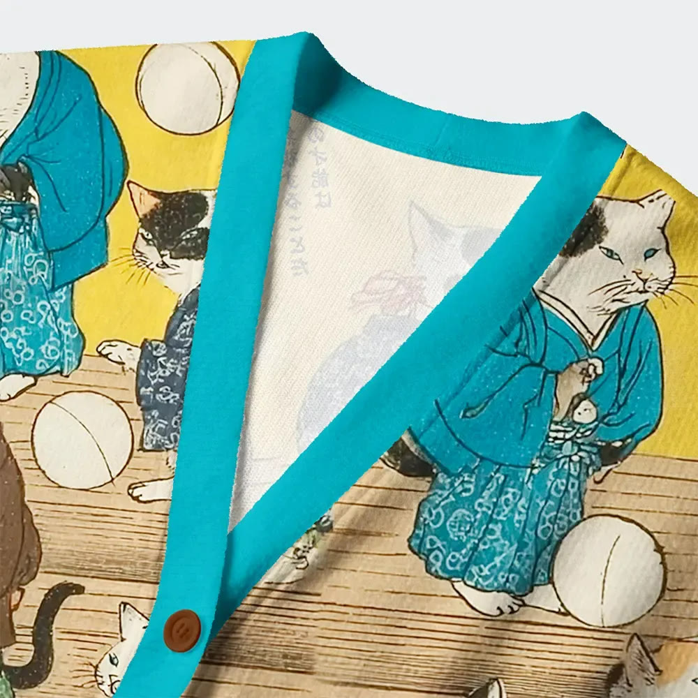 Cats In Kimonos: A Tale Of Grace And Mischief Long Sleeved Sweater Cardigan - image 3