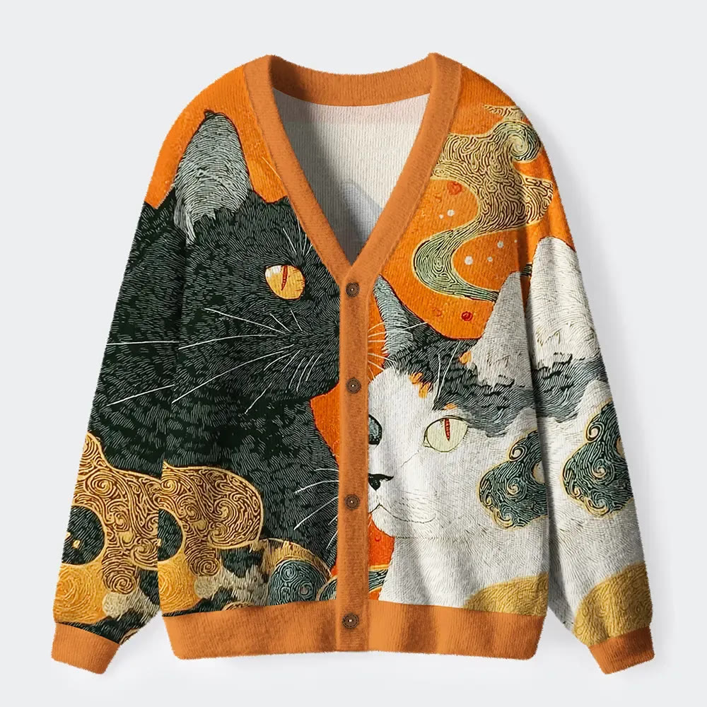 I Don't Need Therapy I Have My Cat To Judge Me Instead Long Sleeved Sweater Cardigan - Orange - 4XL - image 1