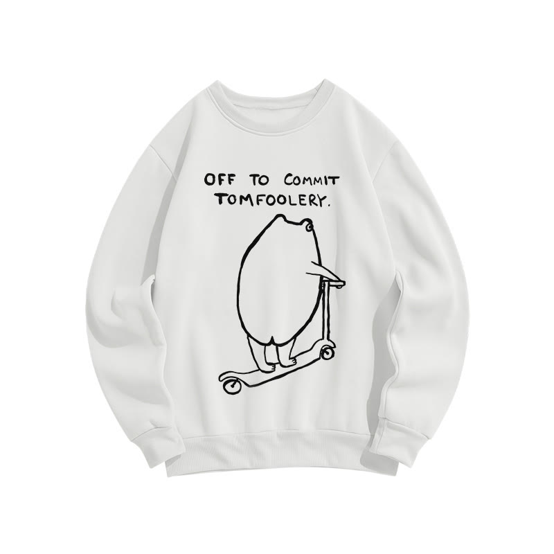 Frog Ready To Do Something Naughty Pattern Print print Long Sleeve Sweatshirt - White - US16-18(2XL) - image 2