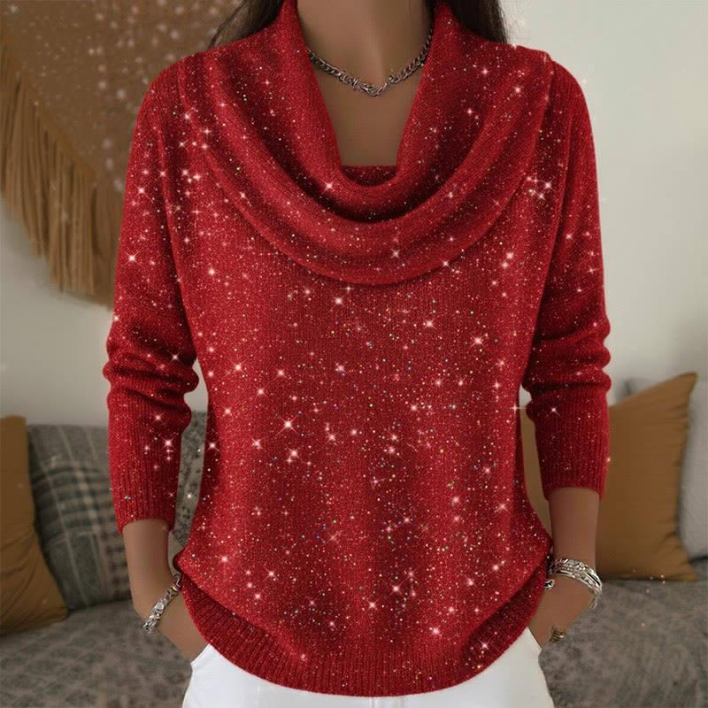 Sparkling Starry Sky Long Sleeved Sweater - Red - 3XL - image 1