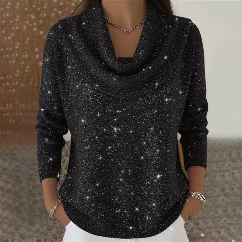 Sparkling Starry Sky Long Sleeved Sweater - Black - 3XL - image 5