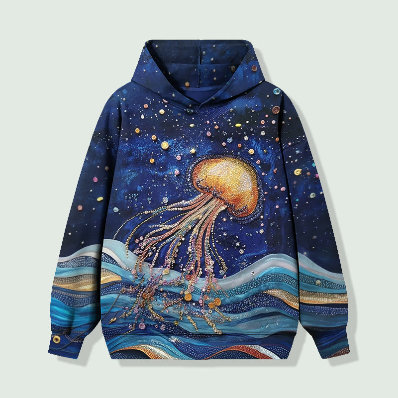 Creative Colored Meteorite Jellyfish Long Sleeved Hoodie - Blue - 8XL - image 1