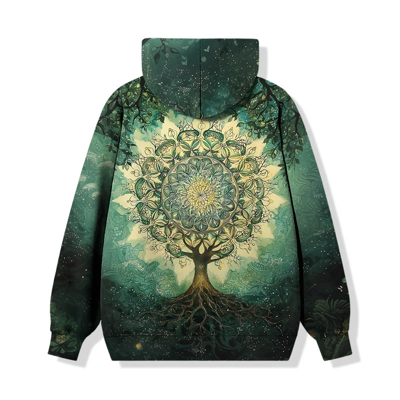 Mysterious Tree of Life Art Print Long Sleeved Hoodie - Dark Green - 8XL - image 1