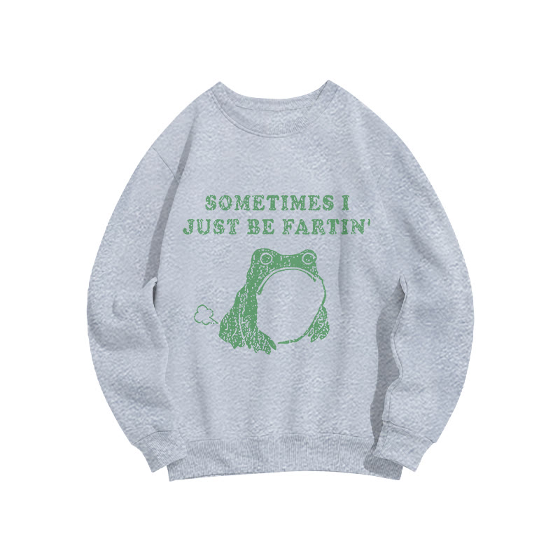“Sometimes I Just Be Fartin”Frog Print Crew Neck Sweatshirt - Grey - US16-18(2XL) - image 2
