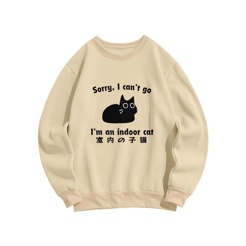 I'm An Indoor Cat Print Crew Neck Sweatshirt - Apricot - US16-18(2XL) - image 1