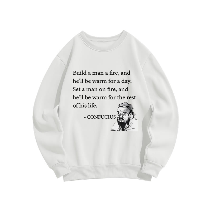 Confucius's Sayings Funny Print Crew Neck Sweatshirt - White - US16-18(2XL) - image 1