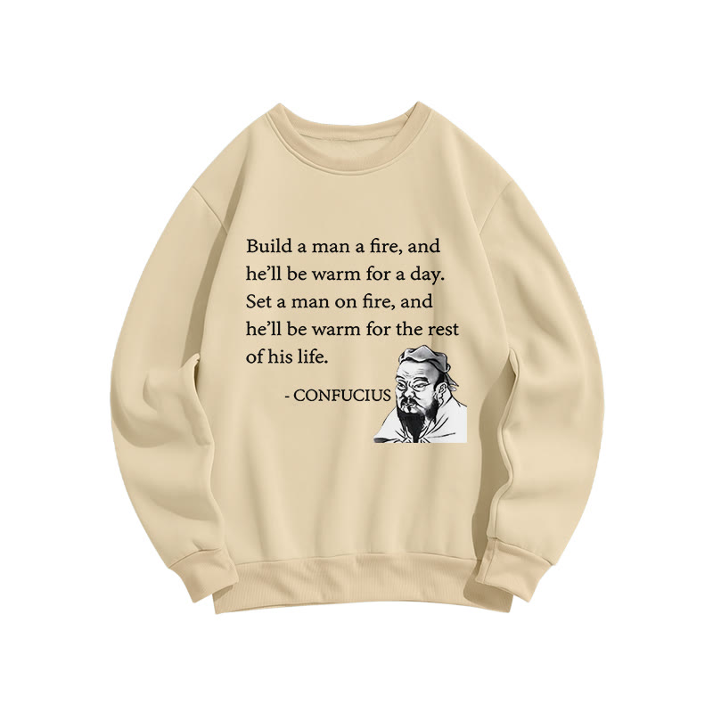 Confucius's Sayings Funny Print Crew Neck Sweatshirt - Apricot - US16-18(2XL) - image 2