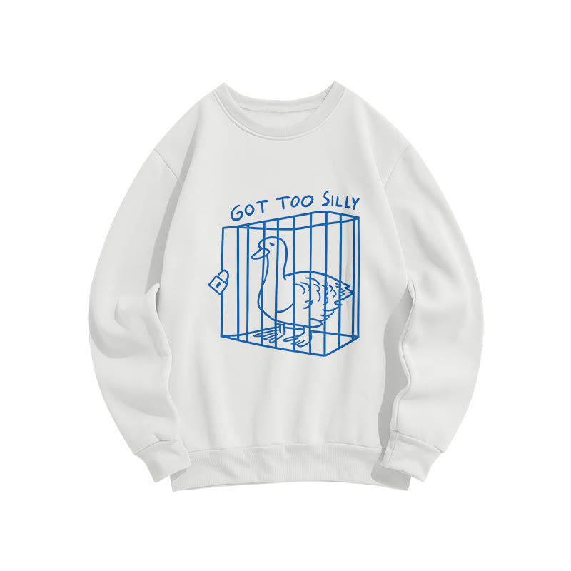 Got Too Silly Duck Pattern Crew Neck Sweatshirt - White - US16-18(2XL) - image 1