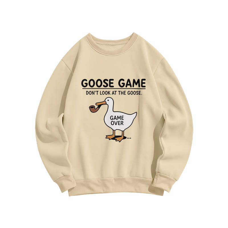 Funny Goose Game Pattern Crew Neck Sweatshirt - Apricot - US16-18(2XL) - image 2