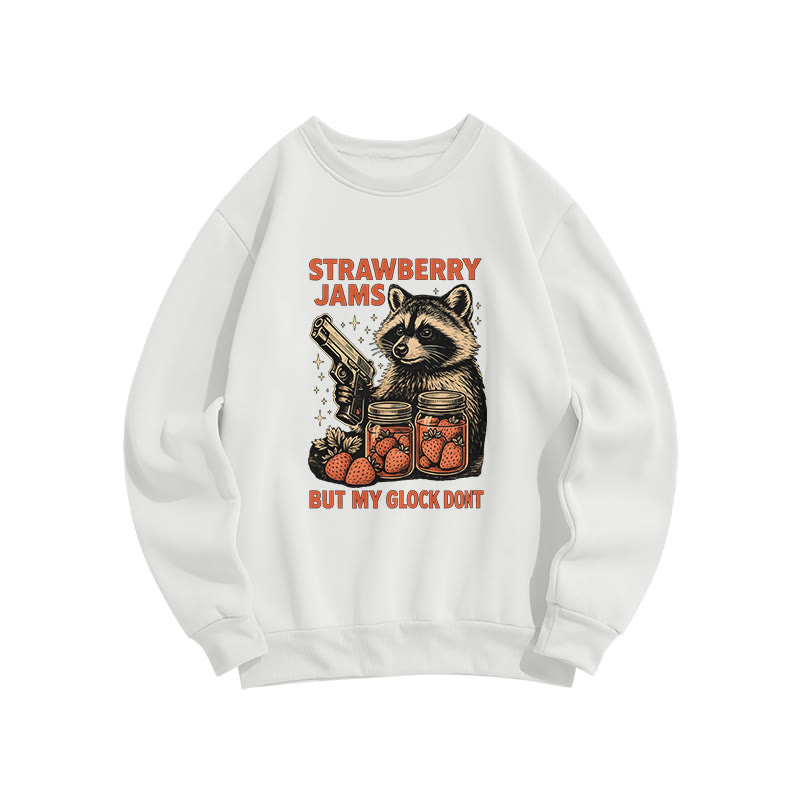 Strawberry Jams Glock Funny Raccoon Crew Neck Sweatshirt - White - US16-18(2XL) - image 2