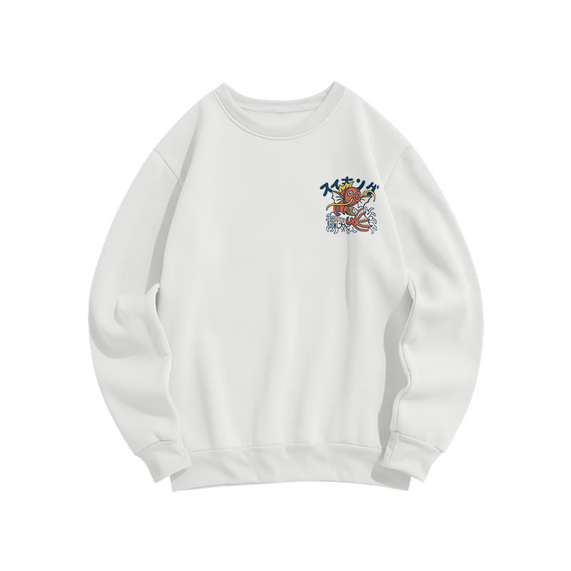 Unisex Koi King Print Long Sleeve Crew Neck Sweatshirt - image 2