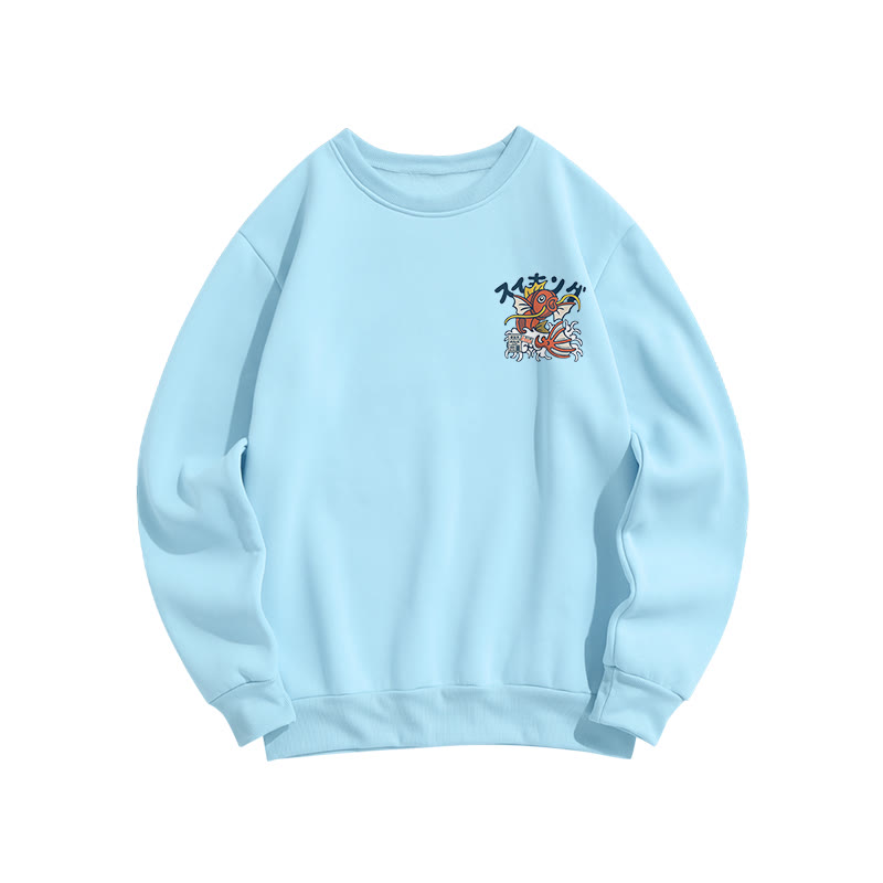 Unisex Koi King Print Long Sleeve Crew Neck Sweatshirt - image 9