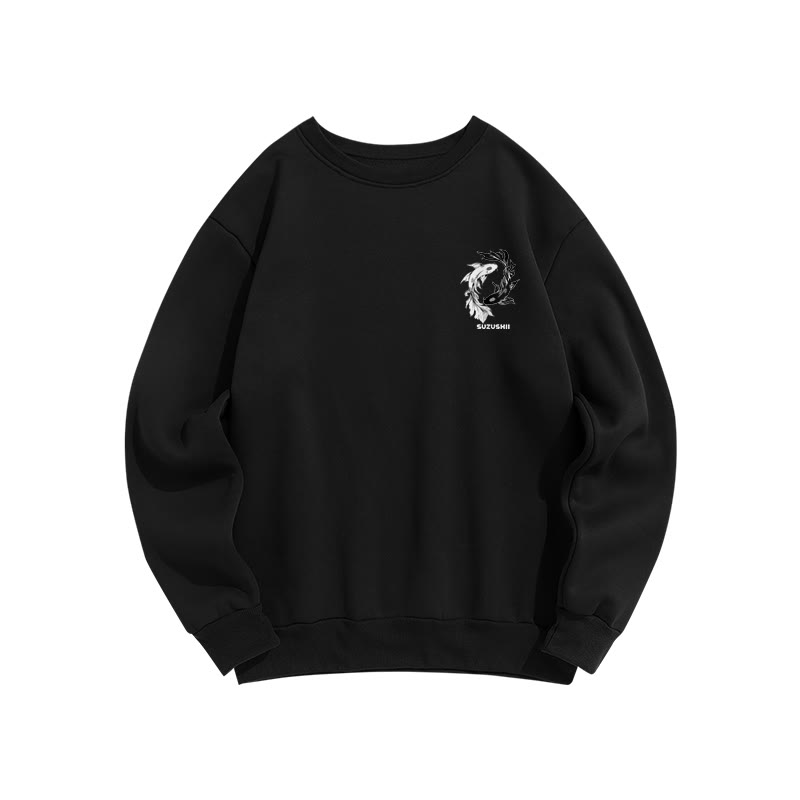 Unisex Ying Yang Koi  Print Long Sleeve Crew Neck Sweatshirt - image 2