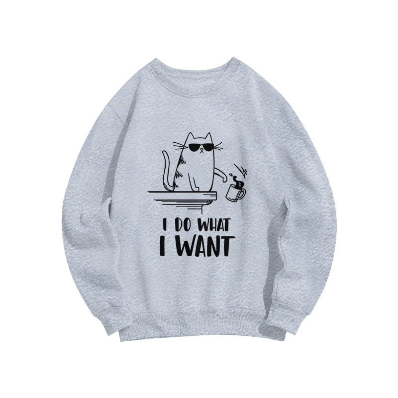 Unisex I Do What I Want Slogan Print Long Sleeve Crew Neck Sweatshirt - Grey - US16-18(2XL) - image 2