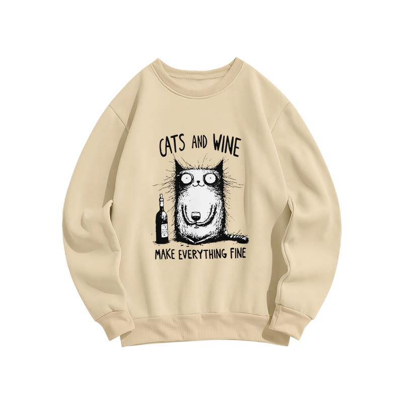 UnisexFun Fried Cat And Liquor Slogan Prints Print Long Sleeve Crew Neck Sweatshirt - Apricot - US16-18(2XL) - image 3