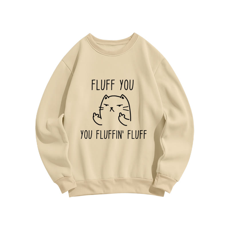 Unisex Fun Cat Disdain Print Long Sleeve Crew Neck Sweatshirt - Apricot - US16-18(2XL) - image 4
