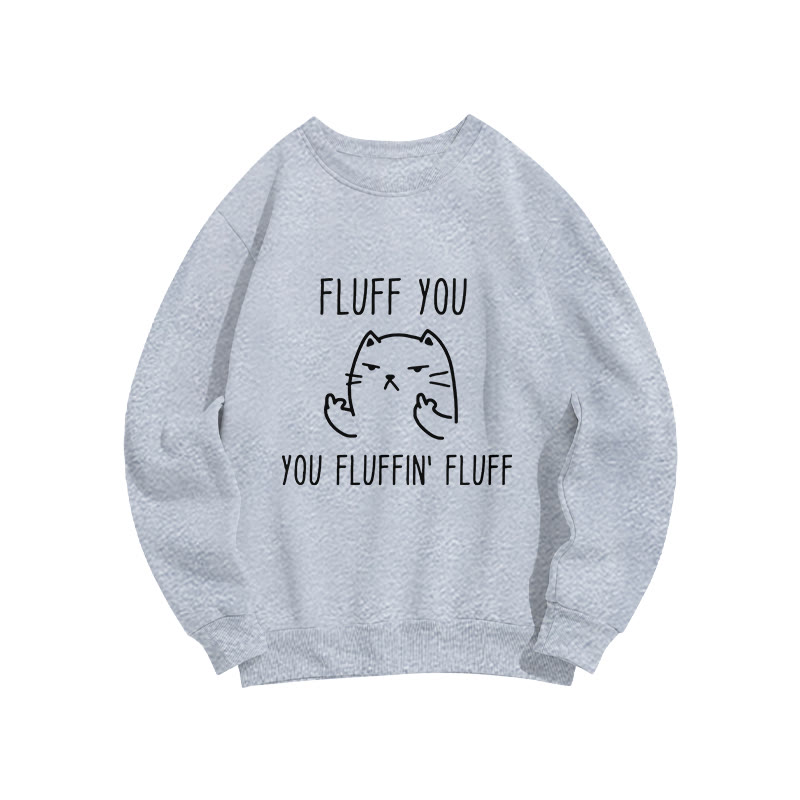 Unisex Fun Cat Disdain Print Long Sleeve Crew Neck Sweatshirt - Grey - US16-18(2XL) - image 2