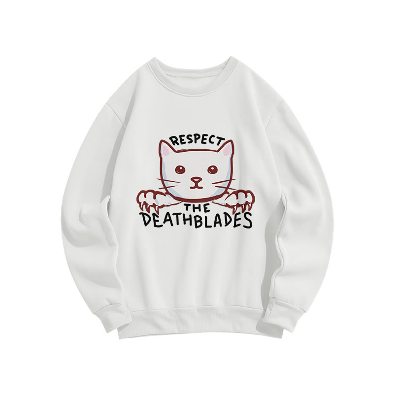 Unisex Cat  Print Long Sleeve Crew Neck Sweatshirt - White - US16-18(2XL) - image 2