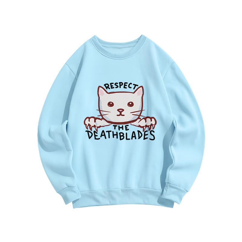 Unisex Cat  Print Long Sleeve Crew Neck Sweatshirt - Blue - US16-18(2XL) - image 1