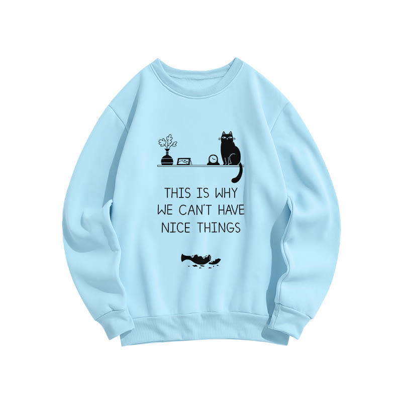 Unisex Because Of The Existence Of Cats Print Long Sleeve Crew Neck Sweatshirt - Blue - US16-18(2XL) - image 4