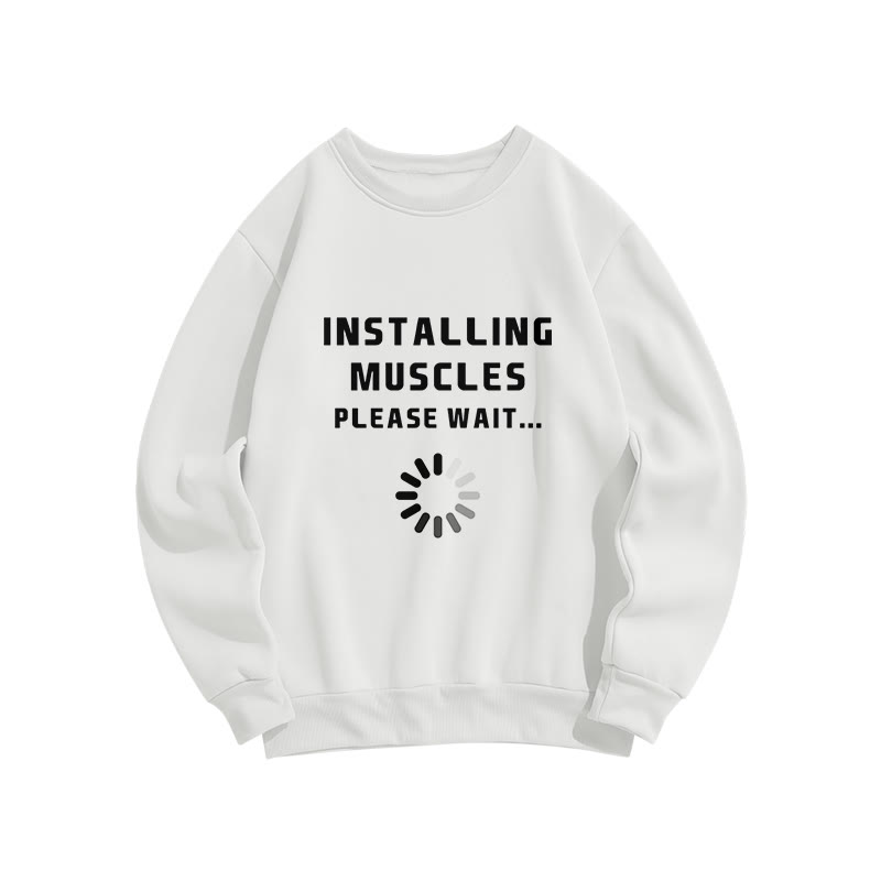 Unisex Installing Muscles  Print Long Sleeve Crew Neck Sweatshirt - White - US16-18(2XL) - image 2