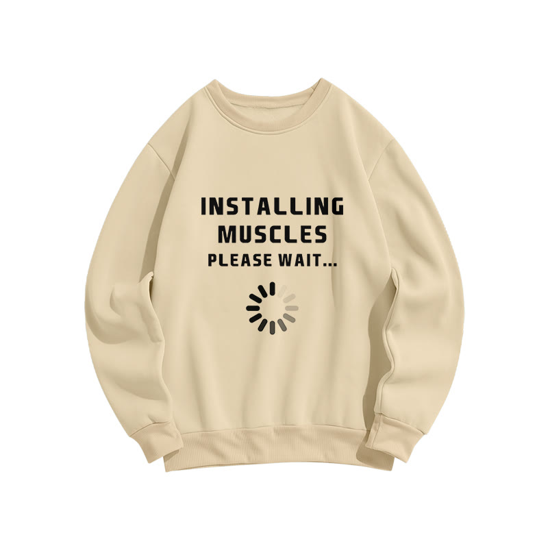 Unisex Installing Muscles  Print Long Sleeve Crew Neck Sweatshirt - Apricot - US16-18(2XL) - image 1