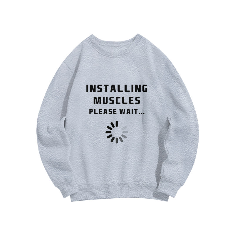 Unisex Installing Muscles  Print Long Sleeve Crew Neck Sweatshirt - Grey - US16-18(2XL) - image 3