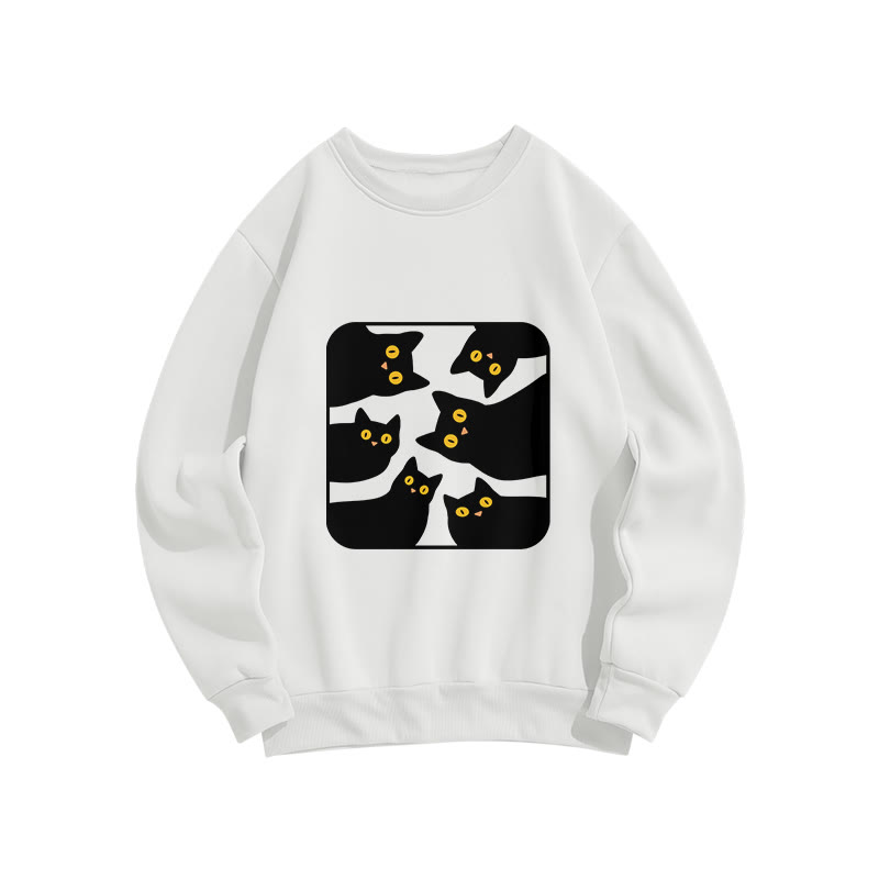 Unisex Cats Are Watching You Print Long Sleeve Crew Neck Sweatshirt - White - US16-18(2XL) - image 1