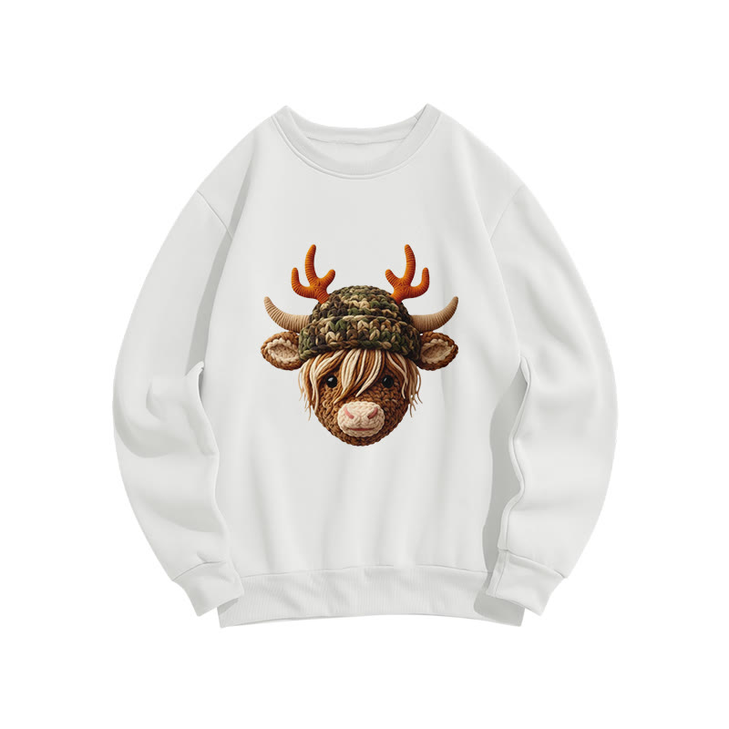 Camouflage Reindeer Print Long Sleeve Crew Neck Sweatshirt - White - US16-18(2XL) - image 1