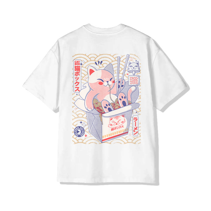 Unisex Cat Box Print  Short Sleeve Crew Neck T-Shirt - image 1