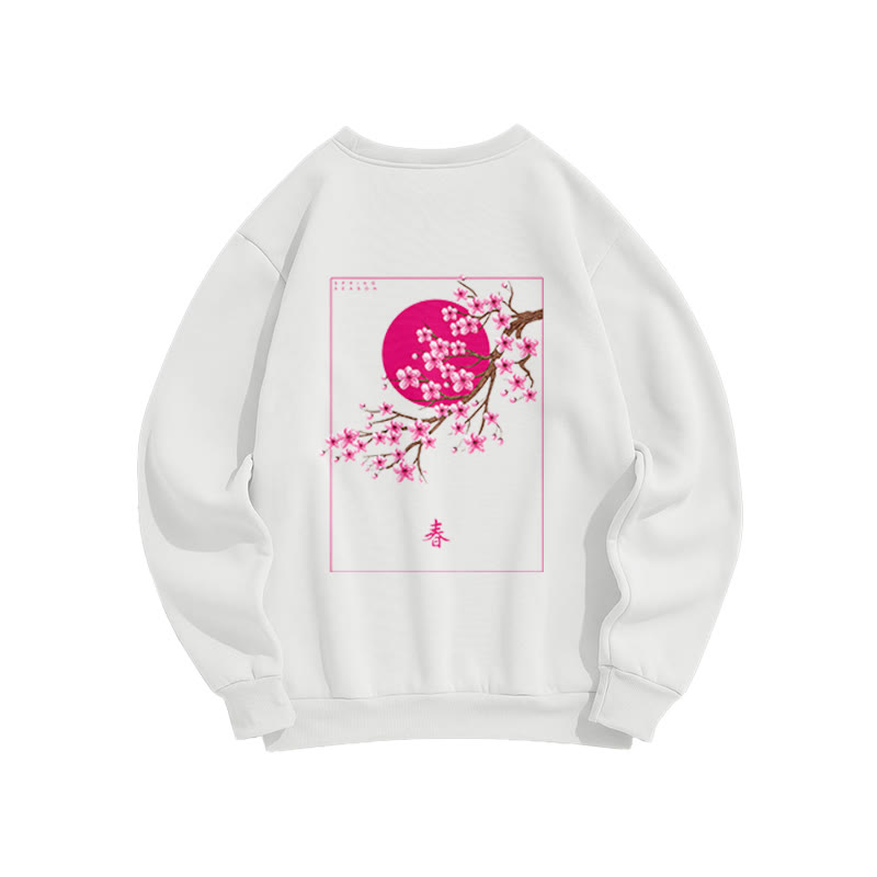 Unisex Spring Blossom Print Long-Sleeved Crew Neck Sweatshirt - image 1