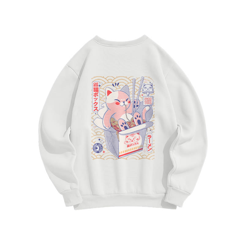 Unisex Cat Box Print Long-Sleeved Crew Neck Sweatshirt - image 1